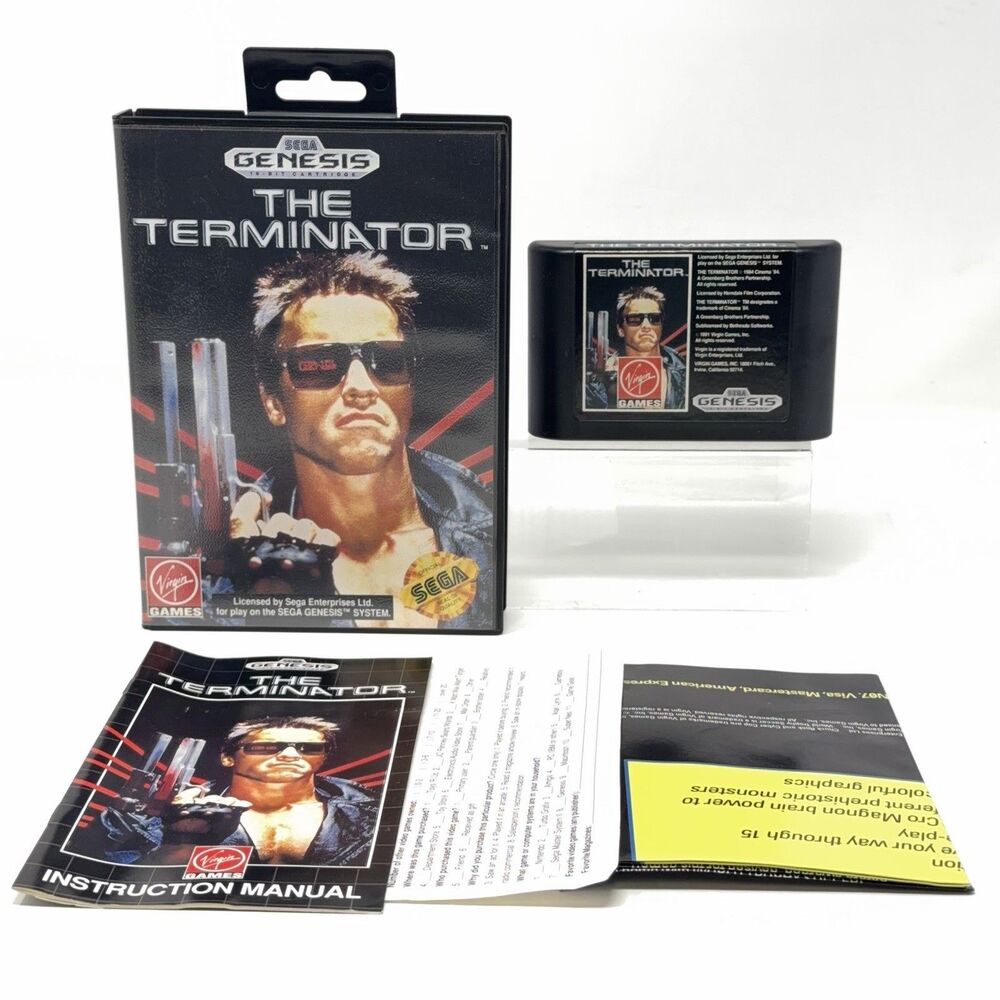 Terminator Sega Genesis 1991 Complete CIB Poster Registration Refurbished Tested